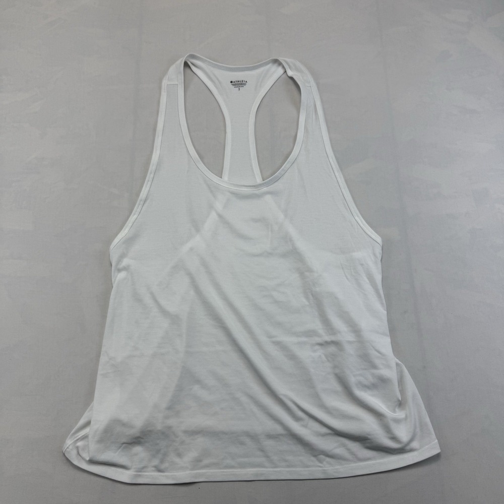 Athleta Womens White Racerback Athletic Tank Top Size Small Petite SP